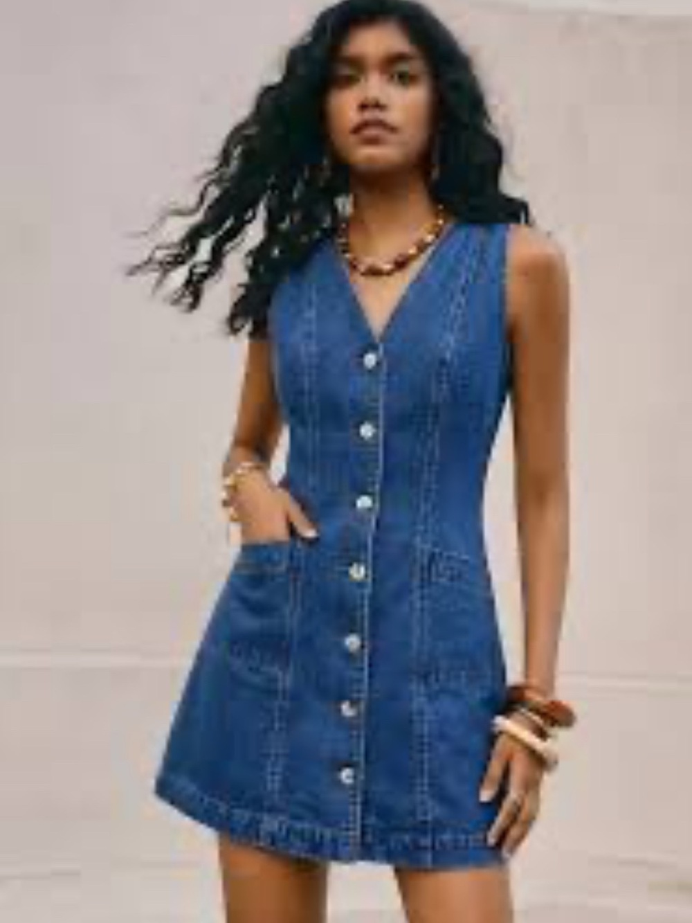 Sadie & Sage Blue Denim Button-Front Mini Dress